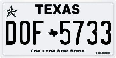 TX license plate DOF5733