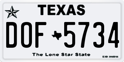 TX license plate DOF5734