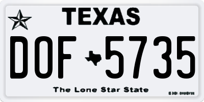 TX license plate DOF5735