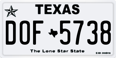 TX license plate DOF5738