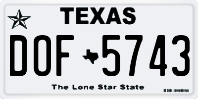 TX license plate DOF5743