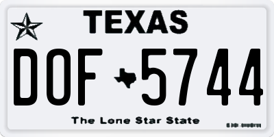 TX license plate DOF5744