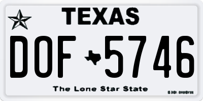 TX license plate DOF5746