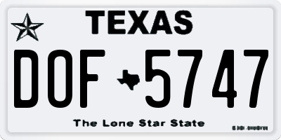 TX license plate DOF5747