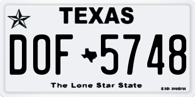 TX license plate DOF5748