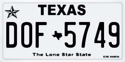 TX license plate DOF5749