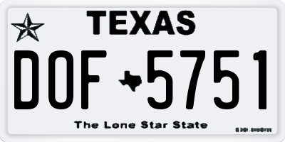 TX license plate DOF5751