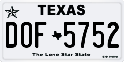 TX license plate DOF5752