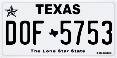 TX license plate DOF5753