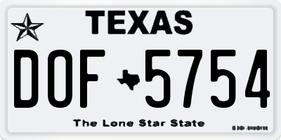 TX license plate DOF5754