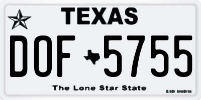 TX license plate DOF5755