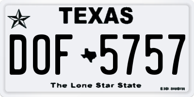 TX license plate DOF5757