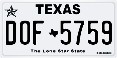 TX license plate DOF5759