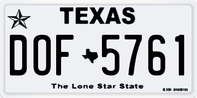 TX license plate DOF5761