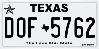 TX license plate DOF5762