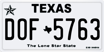 TX license plate DOF5763