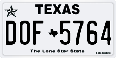TX license plate DOF5764