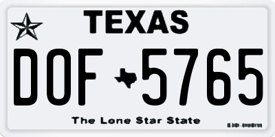 TX license plate DOF5765