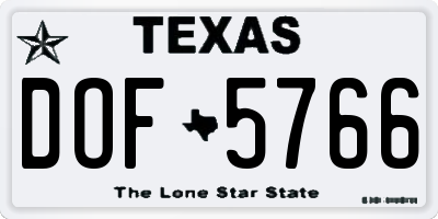 TX license plate DOF5766