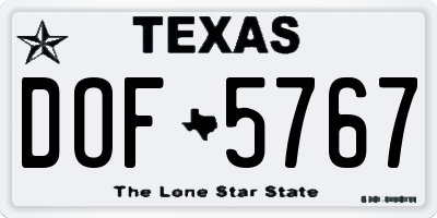 TX license plate DOF5767