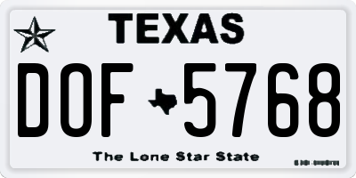 TX license plate DOF5768