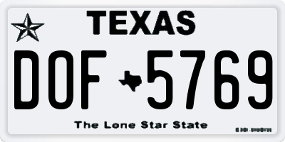 TX license plate DOF5769