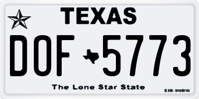 TX license plate DOF5773