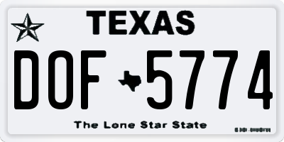 TX license plate DOF5774