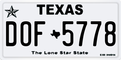 TX license plate DOF5778
