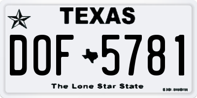 TX license plate DOF5781