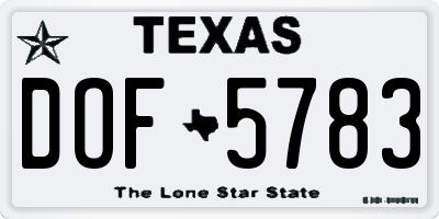 TX license plate DOF5783