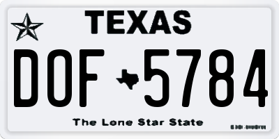 TX license plate DOF5784