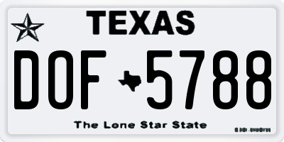 TX license plate DOF5788