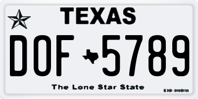 TX license plate DOF5789