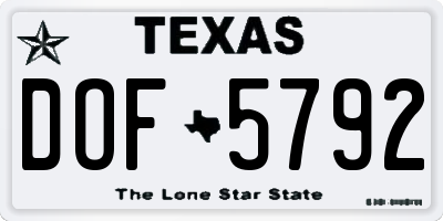 TX license plate DOF5792