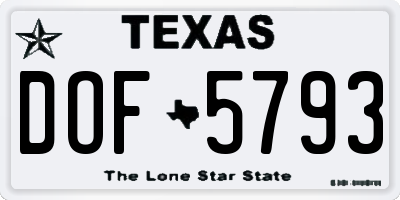 TX license plate DOF5793