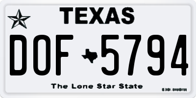 TX license plate DOF5794