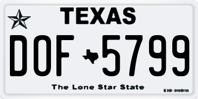 TX license plate DOF5799