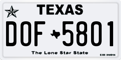 TX license plate DOF5801