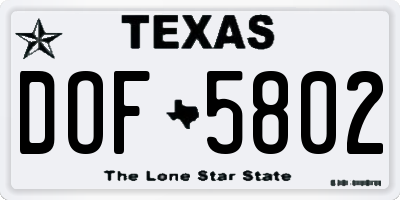 TX license plate DOF5802