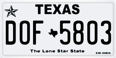 TX license plate DOF5803