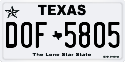 TX license plate DOF5805
