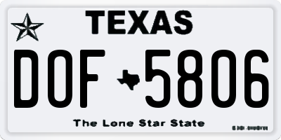 TX license plate DOF5806