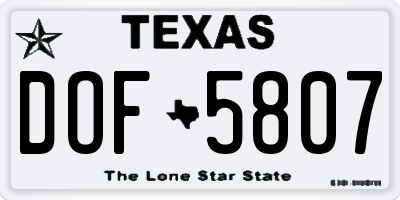 TX license plate DOF5807