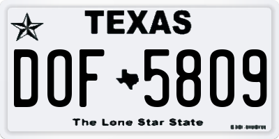 TX license plate DOF5809
