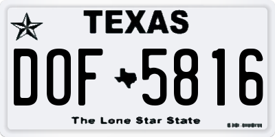 TX license plate DOF5816