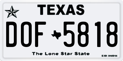 TX license plate DOF5818