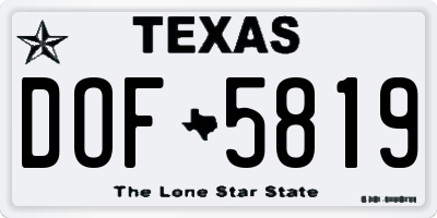 TX license plate DOF5819