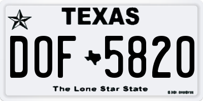 TX license plate DOF5820