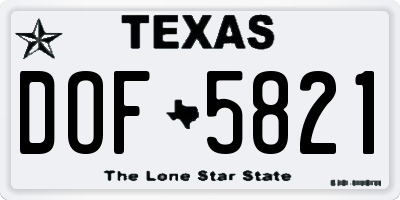 TX license plate DOF5821
